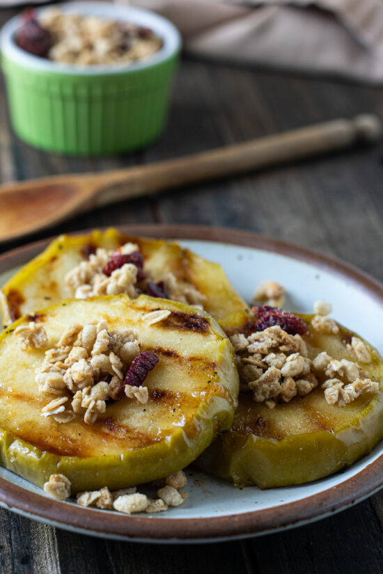 apples with granola on top