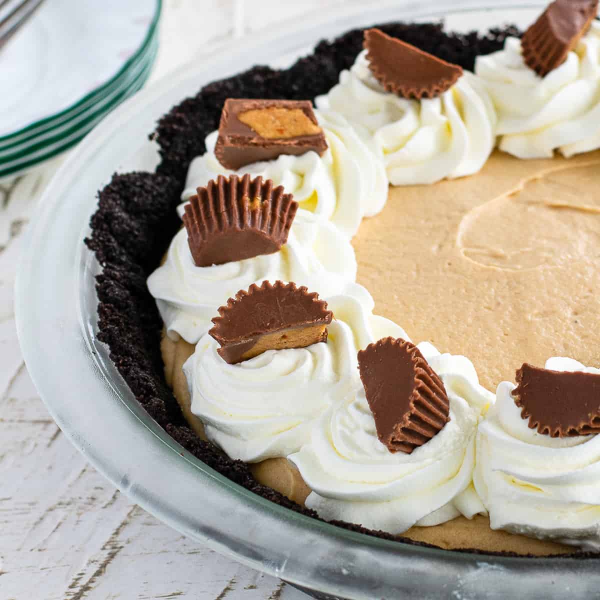 close up of peanut butter pie.