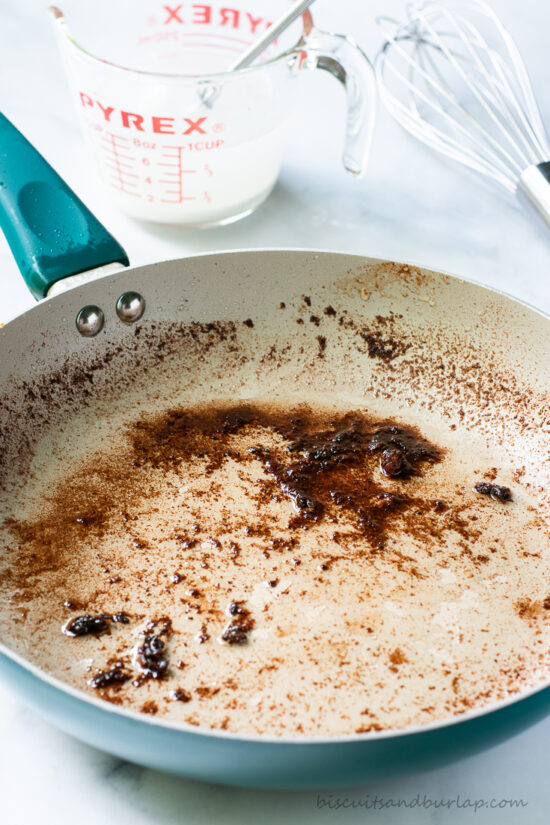 pan drippings in skillet for making gravy