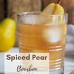 bourbon iced tea with spiced pears in glass