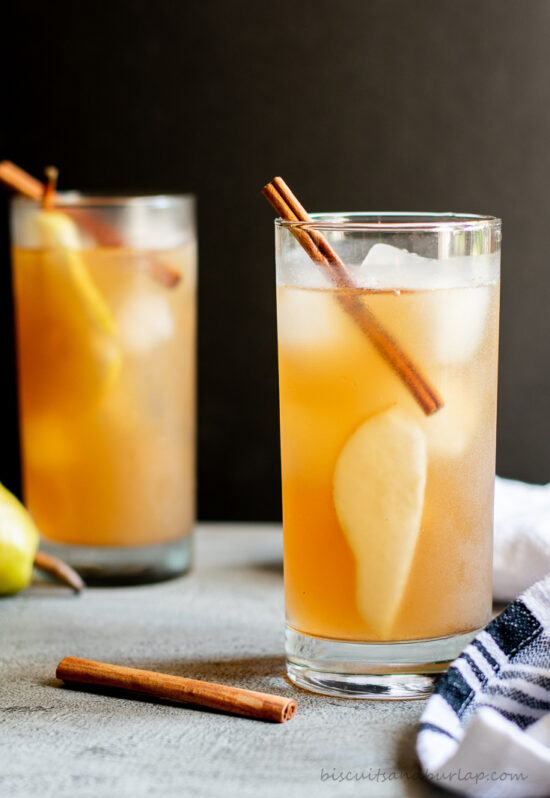 Spiced Pear Bourbon Iced Tea- A Fall Cocktail