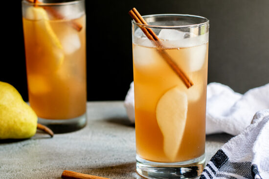 Spiced Pear Bourbon Iced Tea- A Fall Cocktail