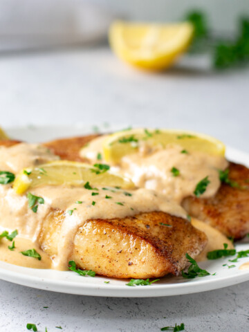 cajun cream sauce over fish.