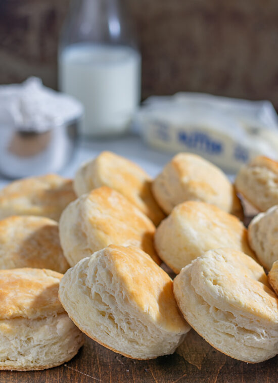 biscuits lined up on board
