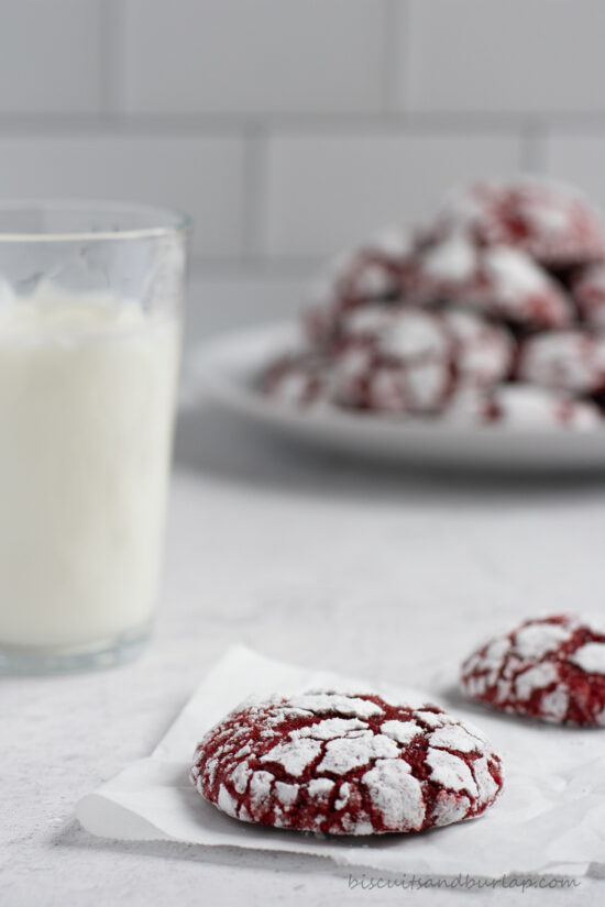 red velvet cookies with milk