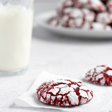 red velvet cookies and milk.