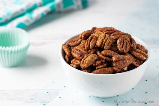 white bowl with ritz carlton pecans