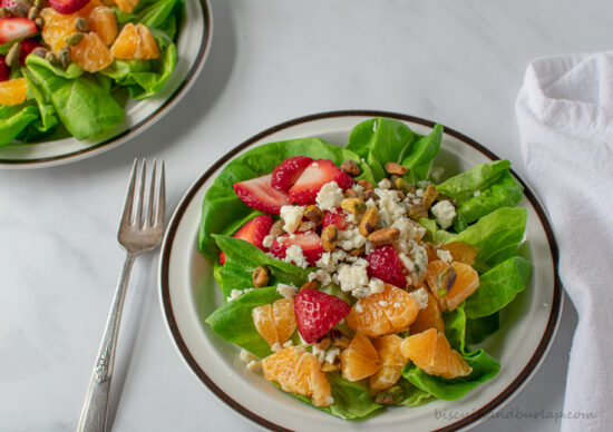 two clementine salads with fork