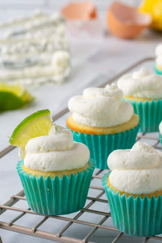 key lime small batch cupcakes on rack