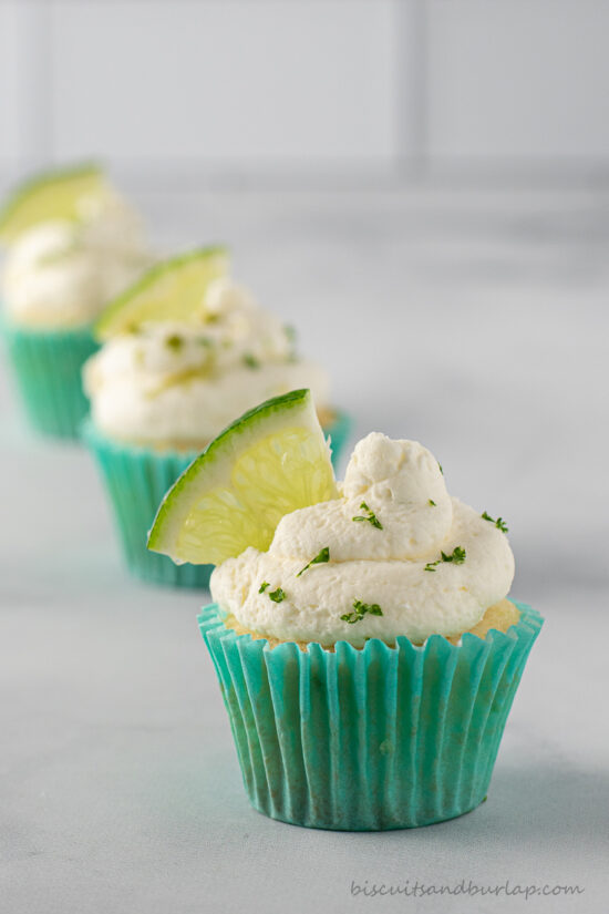 3 mini key lime cupcakes