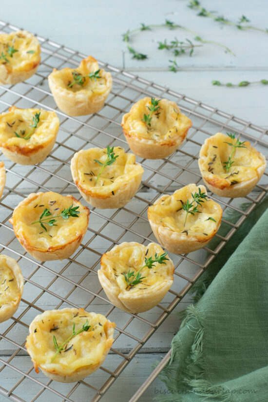 mini tarlet appetizers on rack