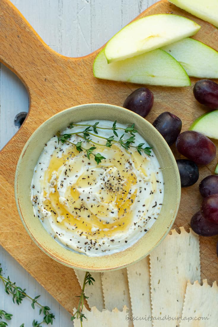 goat cheese with honey, lemon, and black pepper