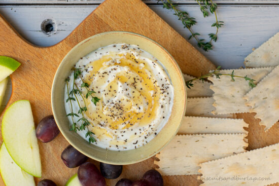 goat cheese with honey, lemon, and black pepper