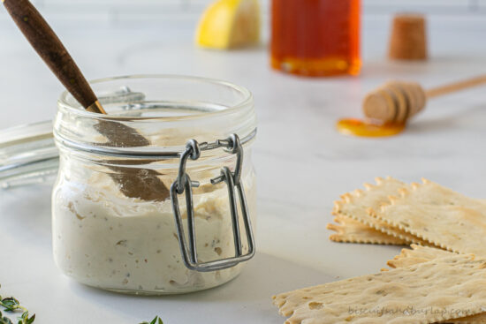 goat cheese with honey, lemon, and black pepper