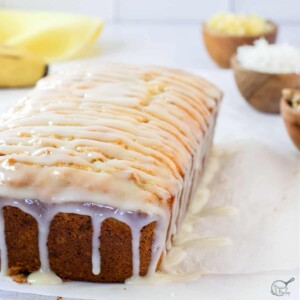 hummingbird bread with glaze.