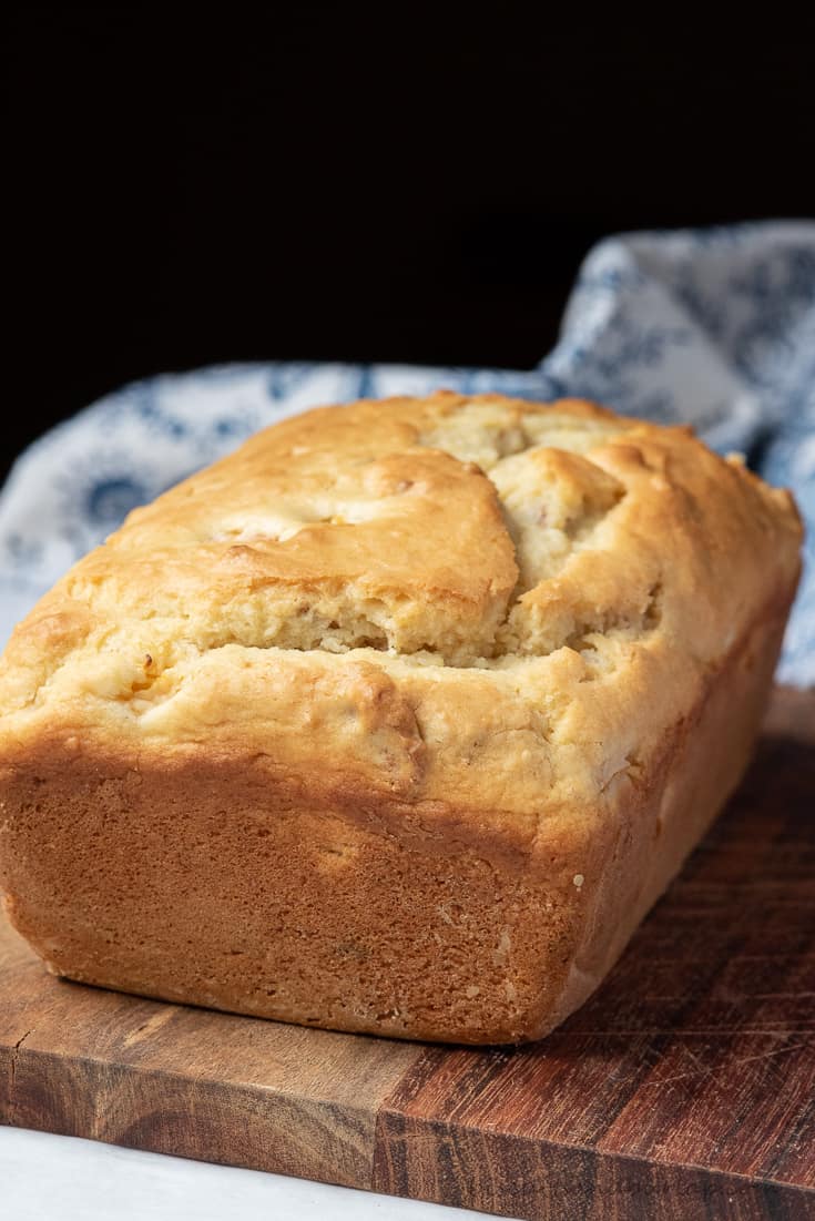 peach bread on board without glaze