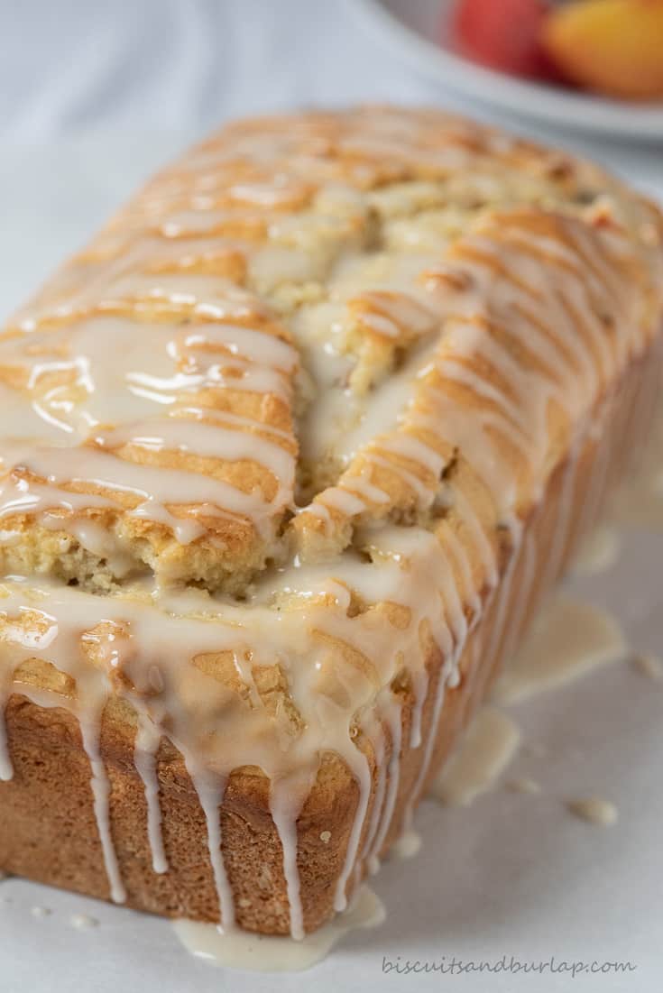 peach bread with glaze