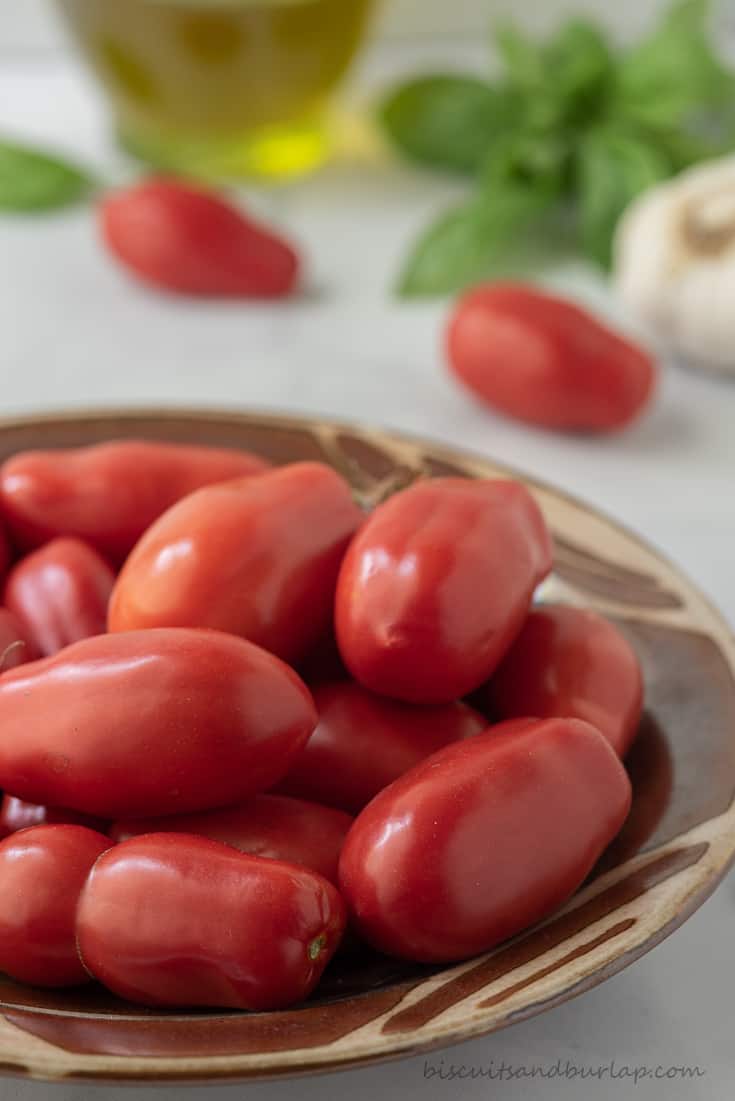 bowl of tomatoes for san marzano tomato sauce