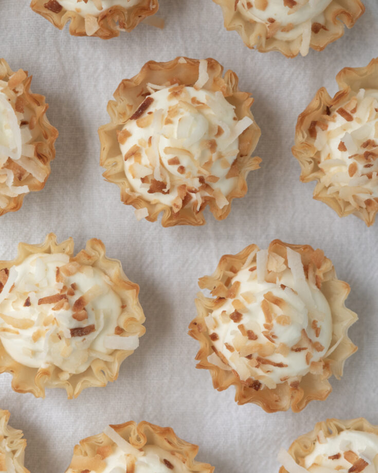 overhead of mini coconut tartlets