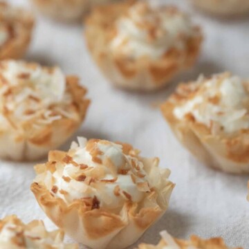 rows of bite sized coconut tarts
