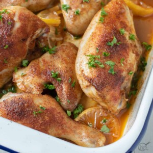 cajun baked chicken in pan