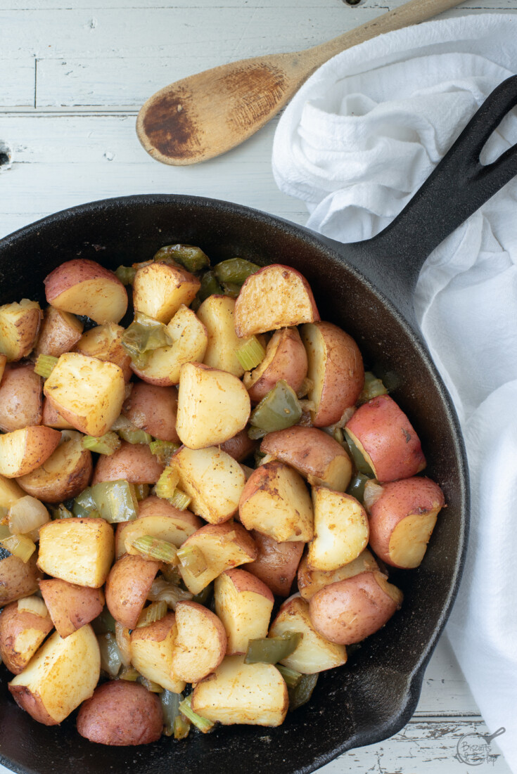 cajun roasted potatoes in skillet