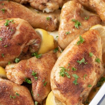 cajun baked chicken in pan