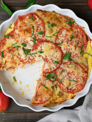 overhead shot of tomato pie