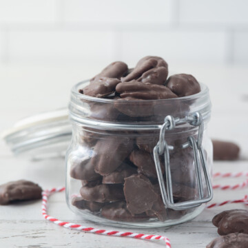 jar of milk chocolate covered pecans