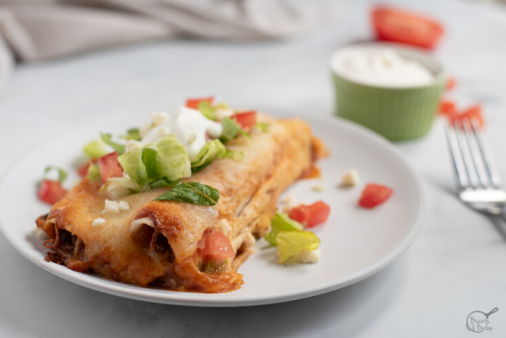 low carb enchiladas on a plate with toppings