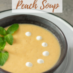 pin image of chilled peach soup