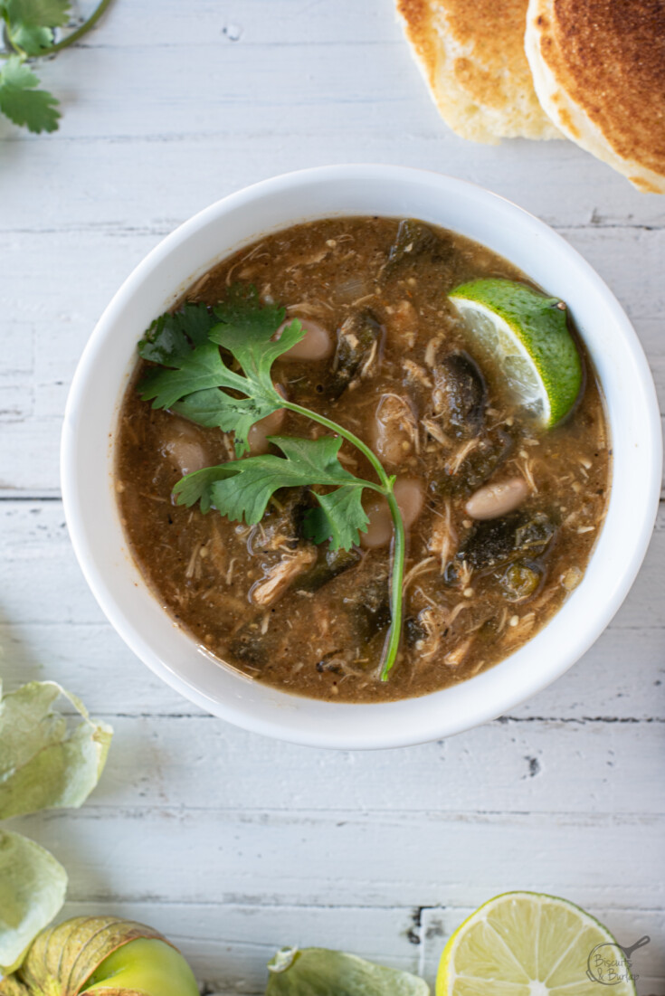 chicken chili verde and cornbread. 