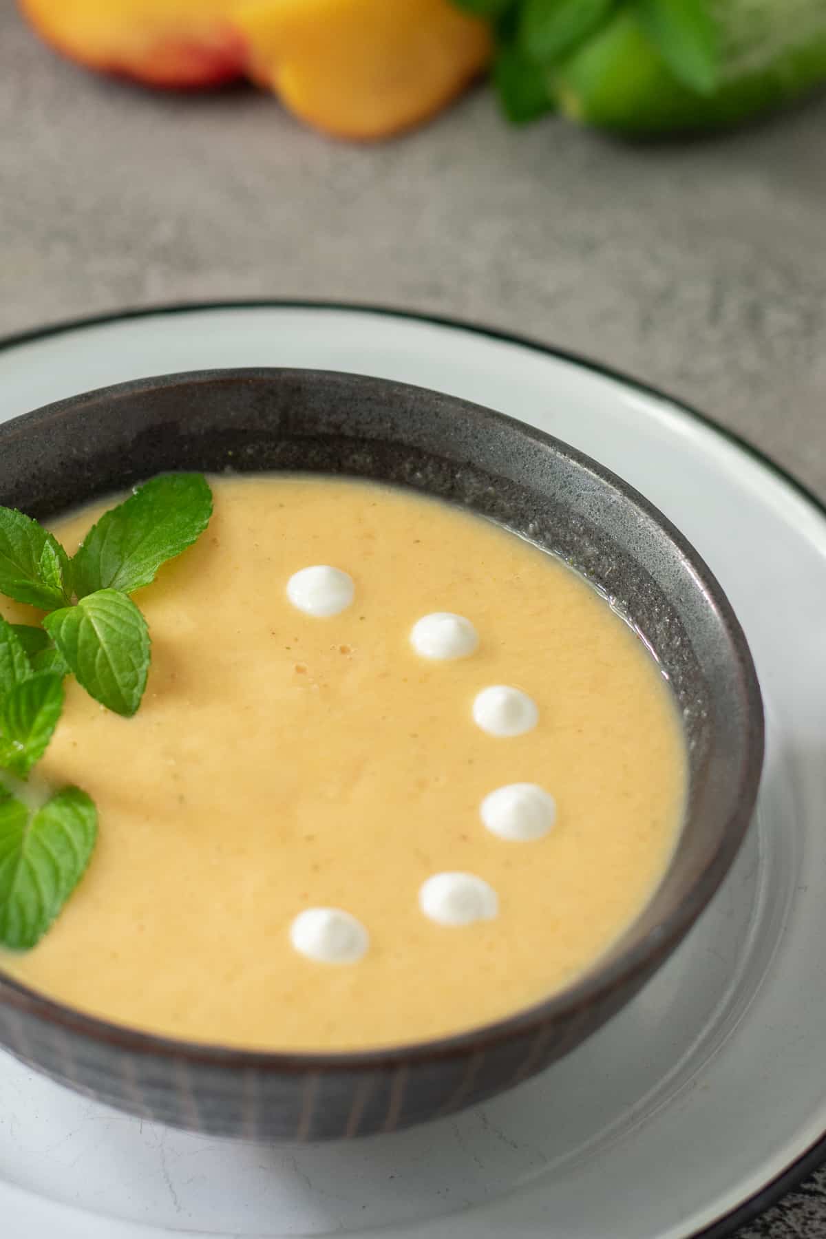 bowl of chilled peach soup