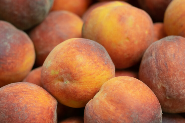 close up of fresh peaches