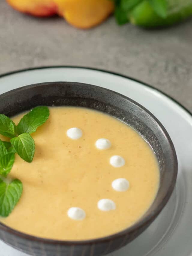 bowl of chilled peach soup.