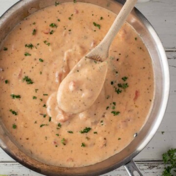 skillet of creole cream sauce