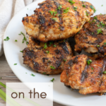 pin image of blackened chicken cooked on the grill.