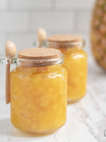 two small jars of pineapple confit.