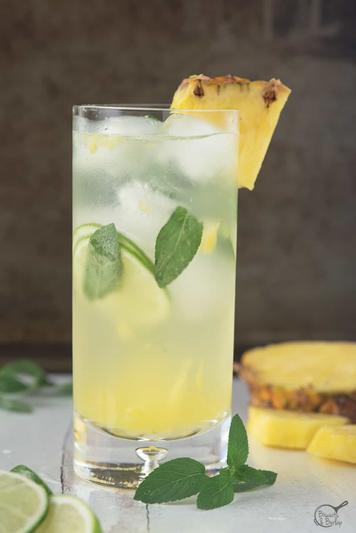 pineapple mojito with fresh pineapple on the rim