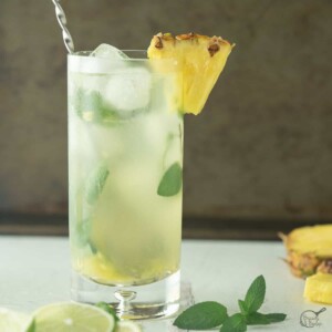 pineapple mojito with fresh pineapple on the rim