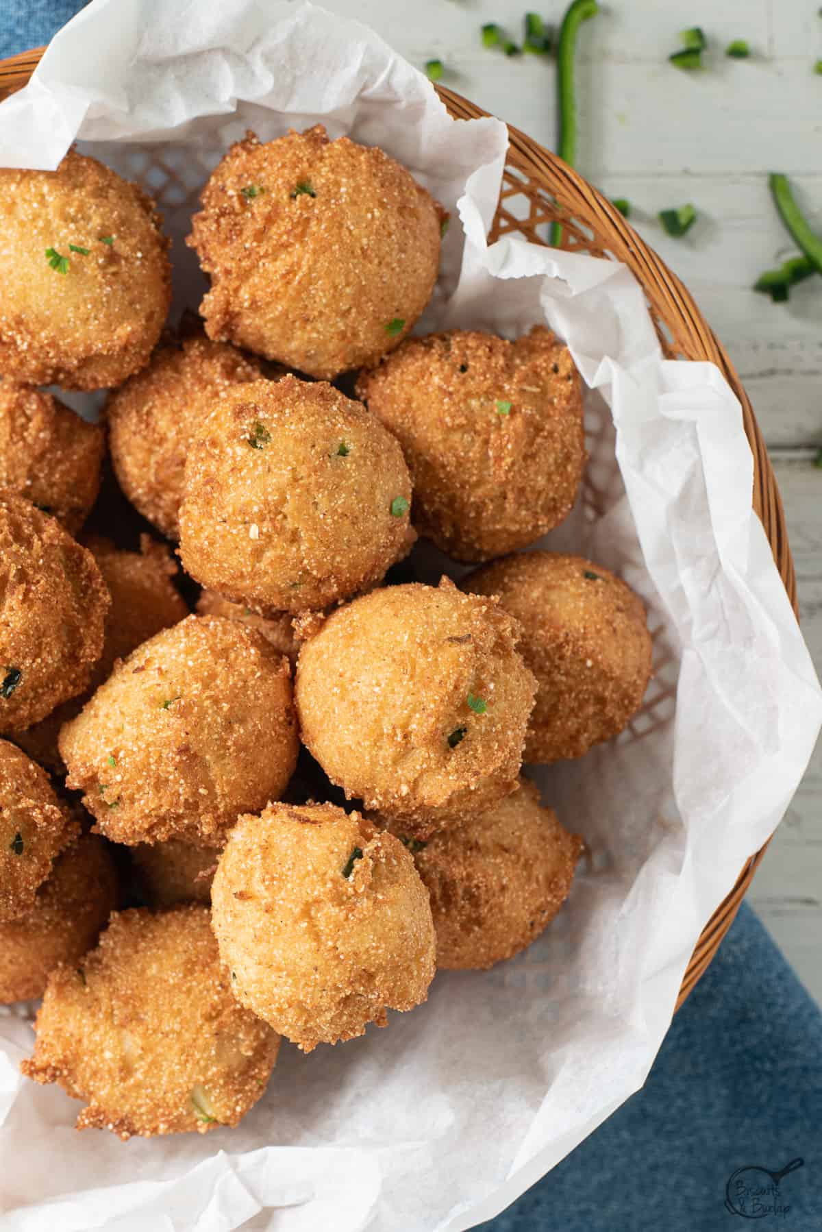 basket of Cajun hush puppies.