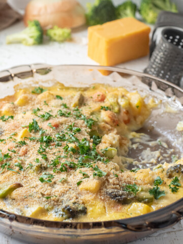 square image of vegetables au gratin.
