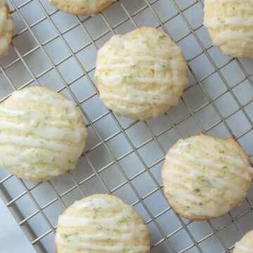 lime cookies on cooling rack.