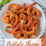 pin image of buffalo style shrimp.