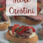 pin image with steak crostini.