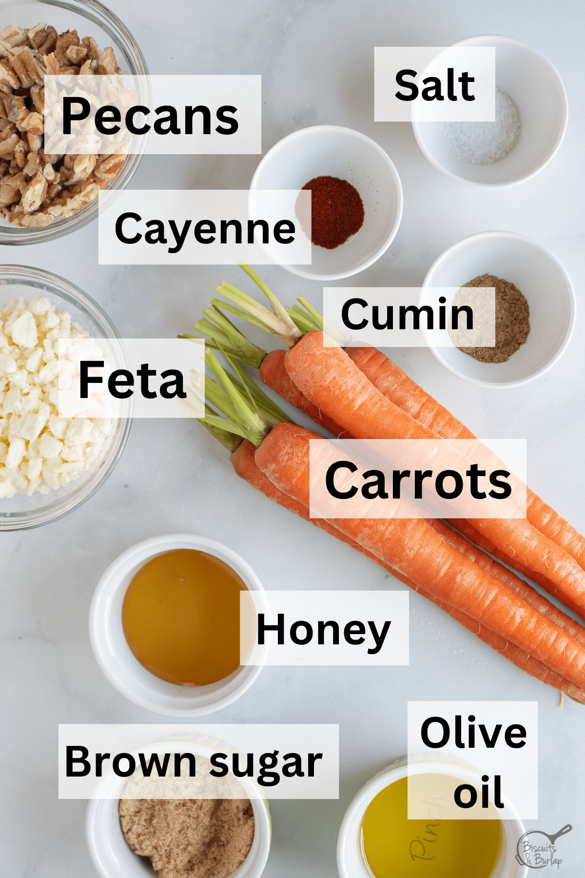 overhead shot of ingredients in Brown Sugar Glazed Carrots.