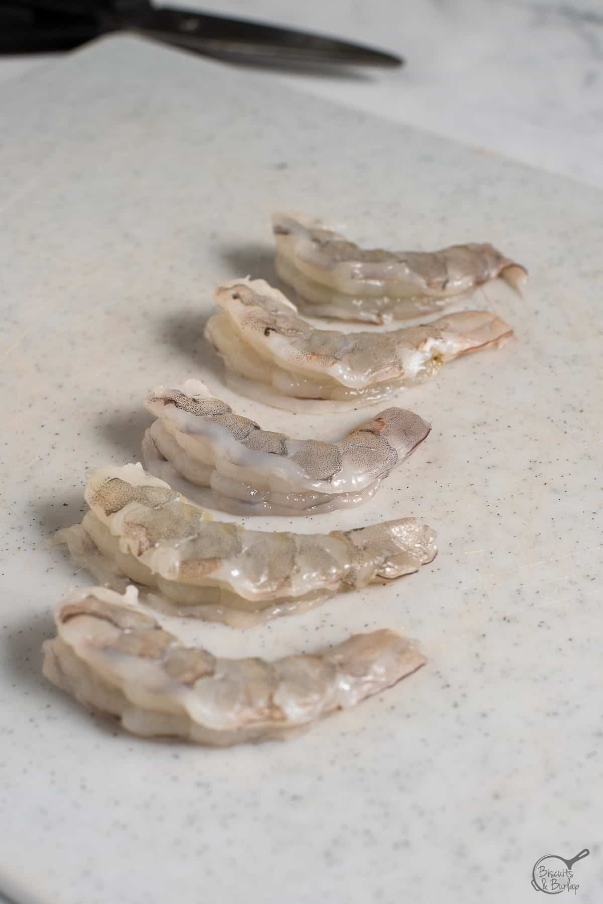 raw shrimp completely deveined and peeled.