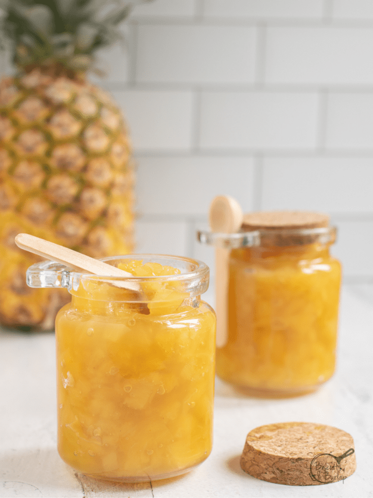 post image of pineapple and jars of preserves.