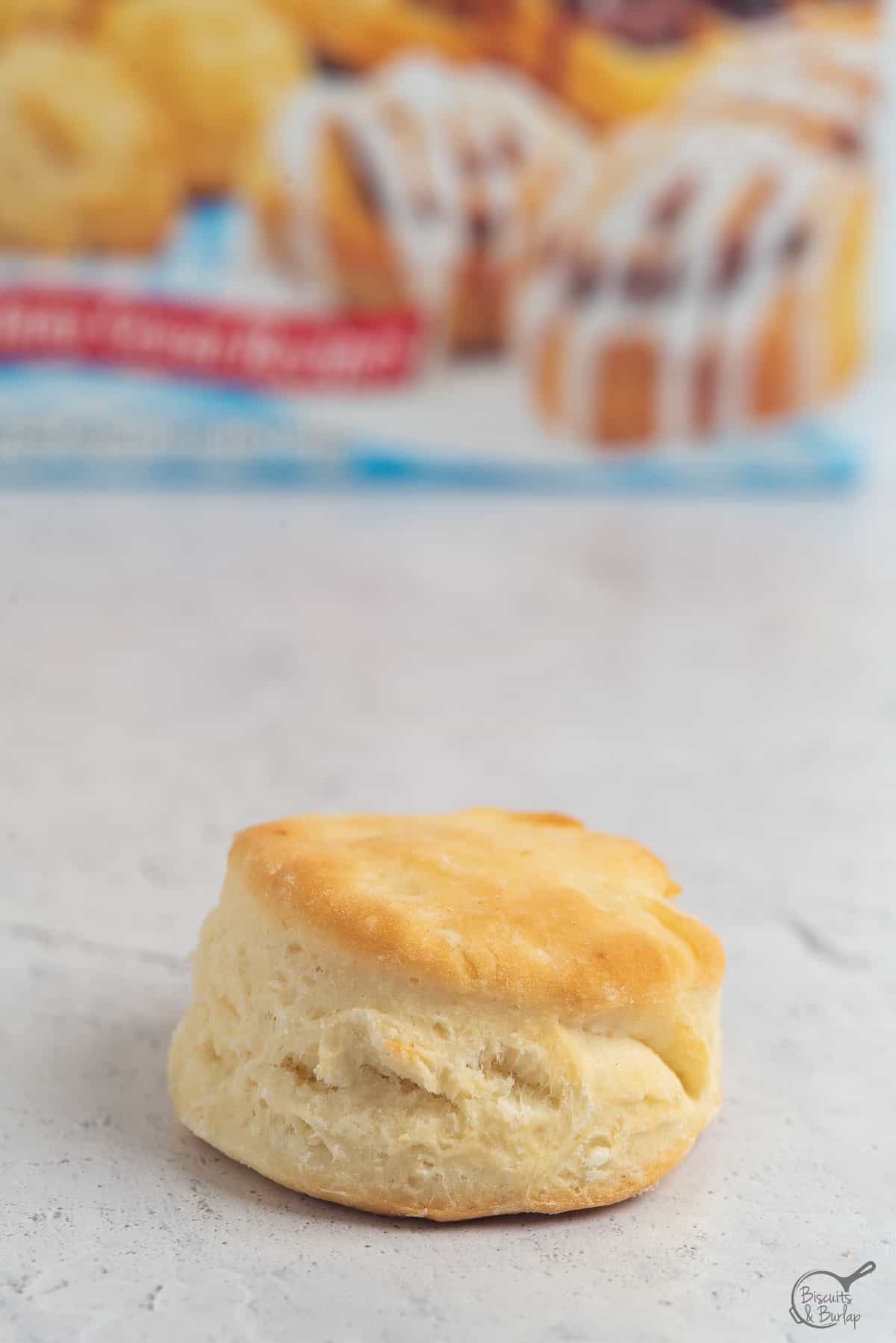 biscuit in front of jiffy box.