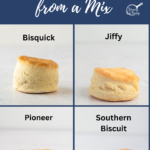 pin image of 4 biscuits made with mixes.